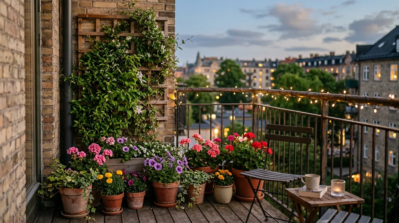 Small Balcony With Compact Trellis